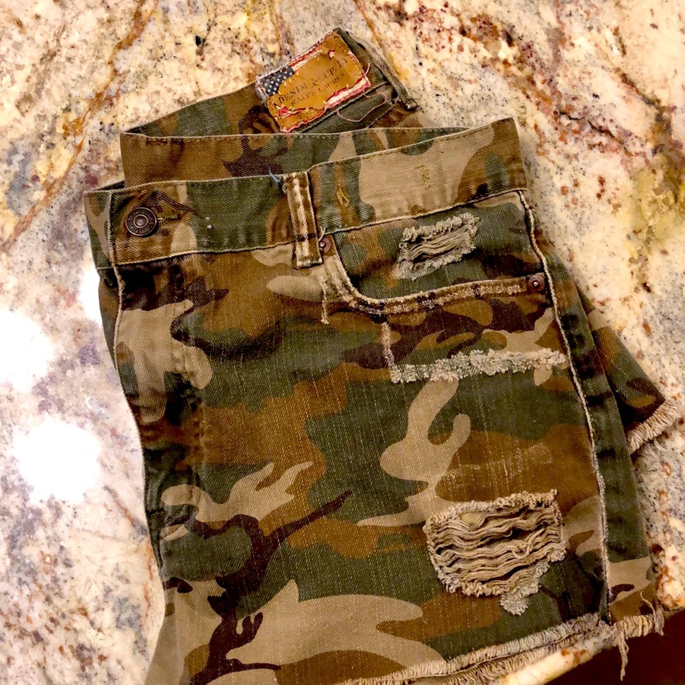 Distressed Camo Denim & Supply Ralph Lauren shorts